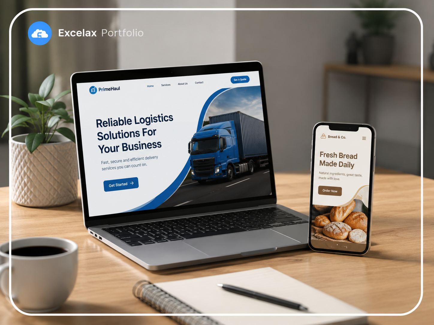 Excelax portfolio website showcase